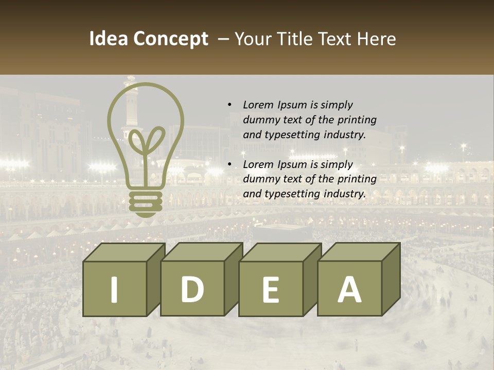 A Large Group Of People Standing Around A Building PowerPoint Template