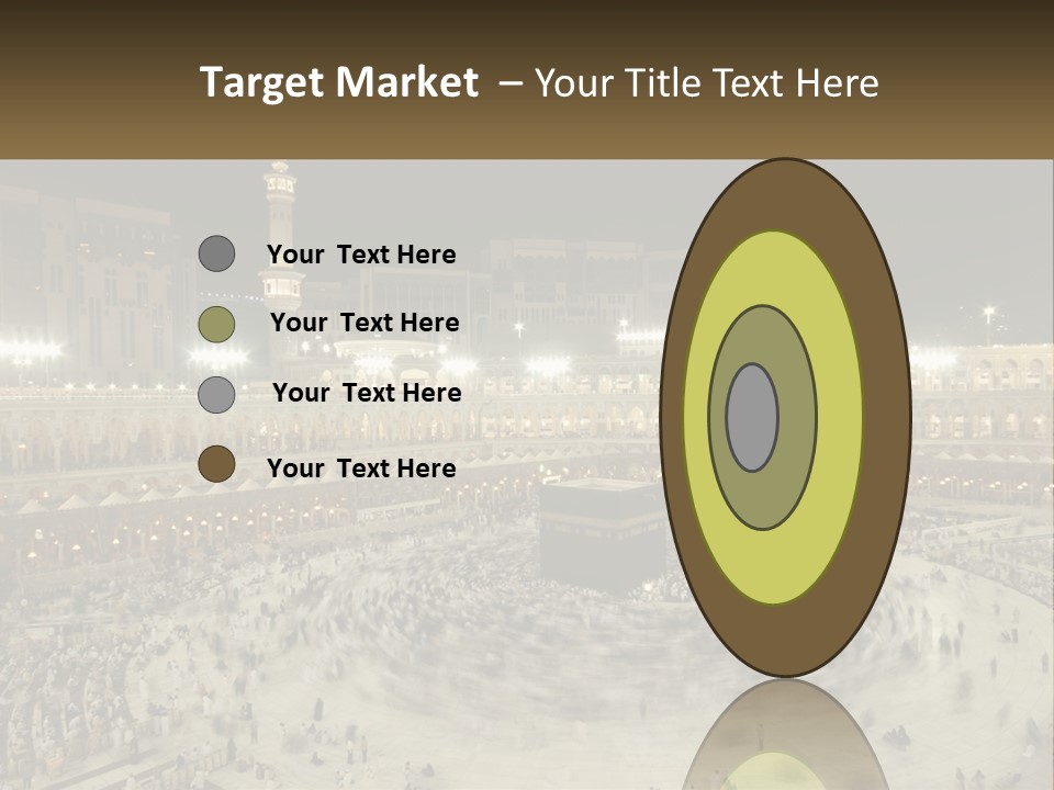 A Large Group Of People Standing Around A Building PowerPoint Template