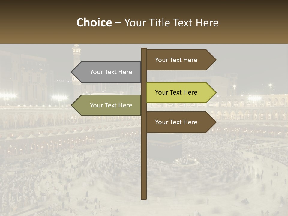 A Large Group Of People Standing Around A Building PowerPoint Template