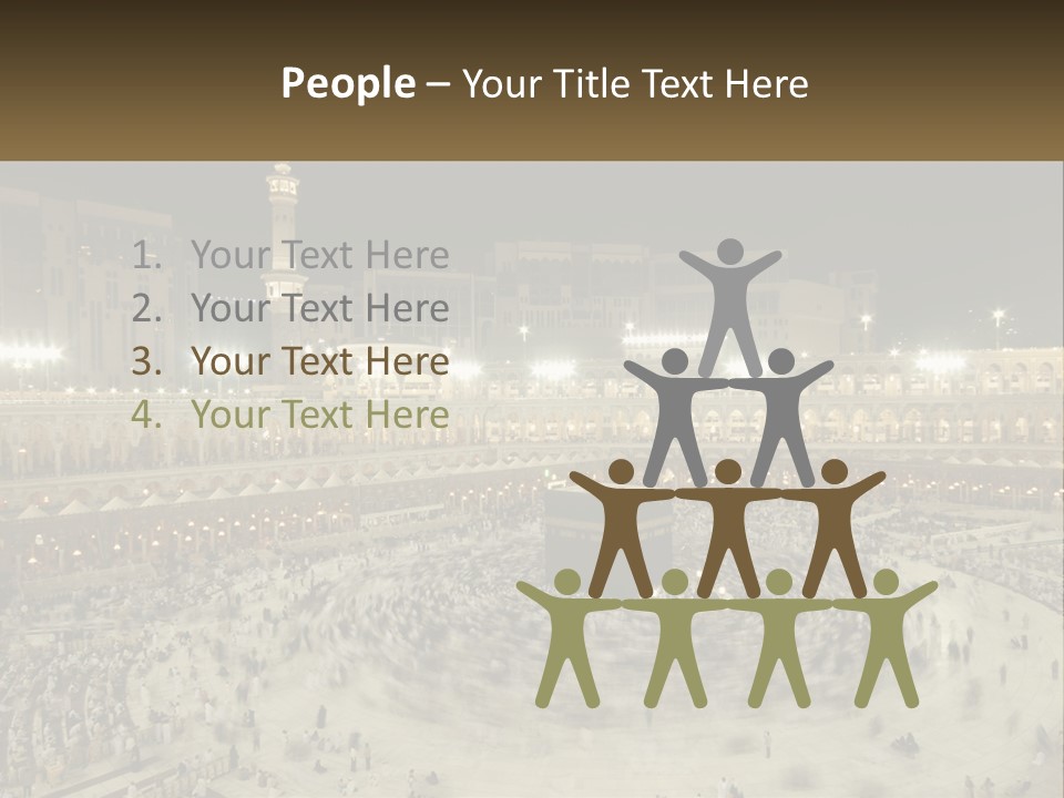 A Large Group Of People Standing Around A Building PowerPoint Template