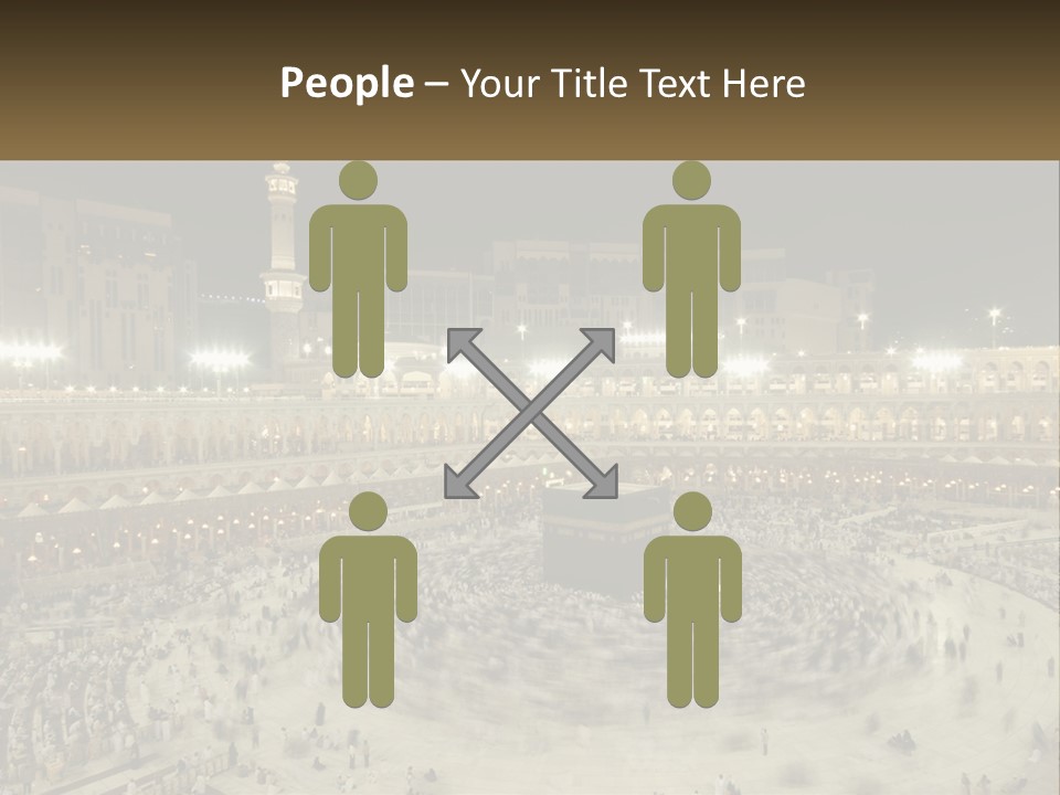 A Large Group Of People Standing Around A Building PowerPoint Template