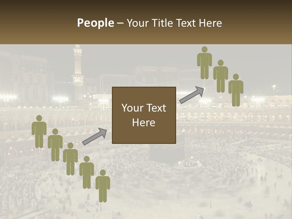 A Large Group Of People Standing Around A Building PowerPoint Template