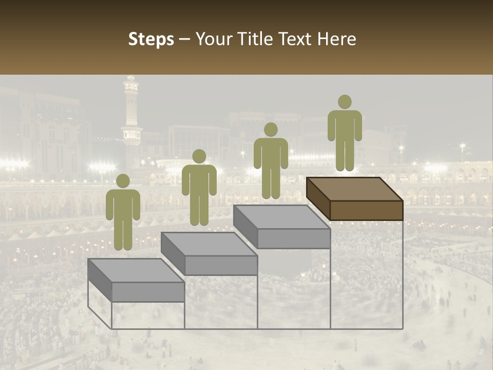 A Large Group Of People Standing Around A Building PowerPoint Template