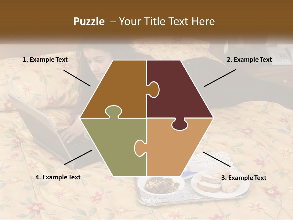 A Woman Laying On A Bed With A Laptop And A Glass Of Orange Juice PowerPoint Template