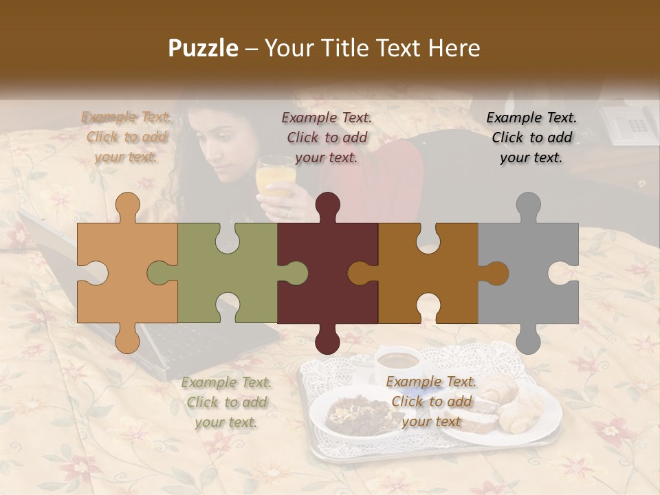 A Woman Laying On A Bed With A Laptop And A Glass Of Orange Juice PowerPoint Template