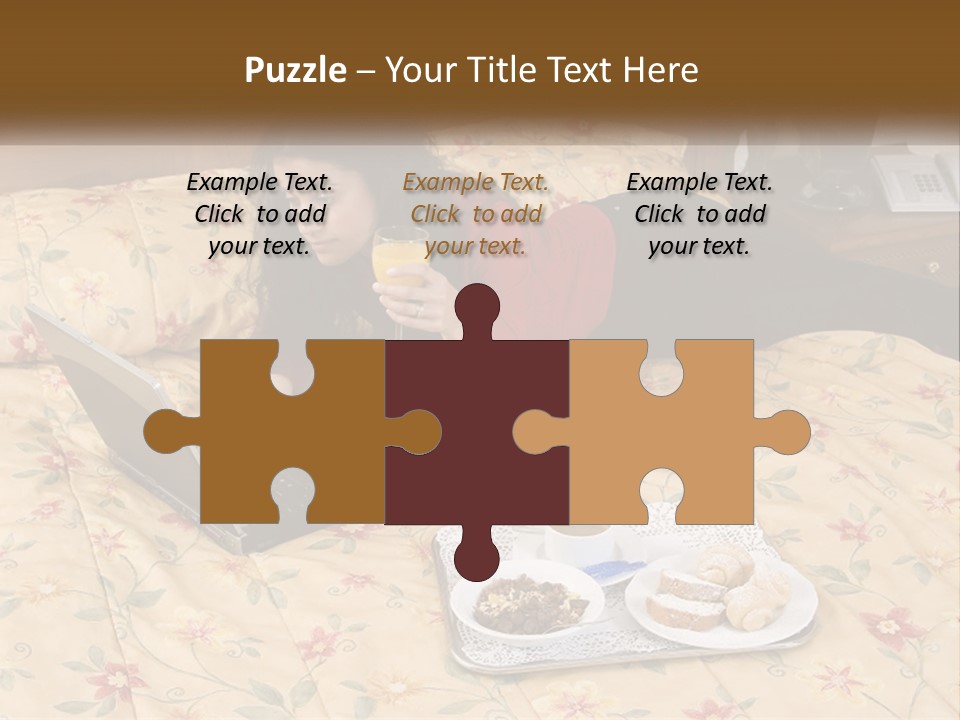 A Woman Laying On A Bed With A Laptop And A Glass Of Orange Juice PowerPoint Template