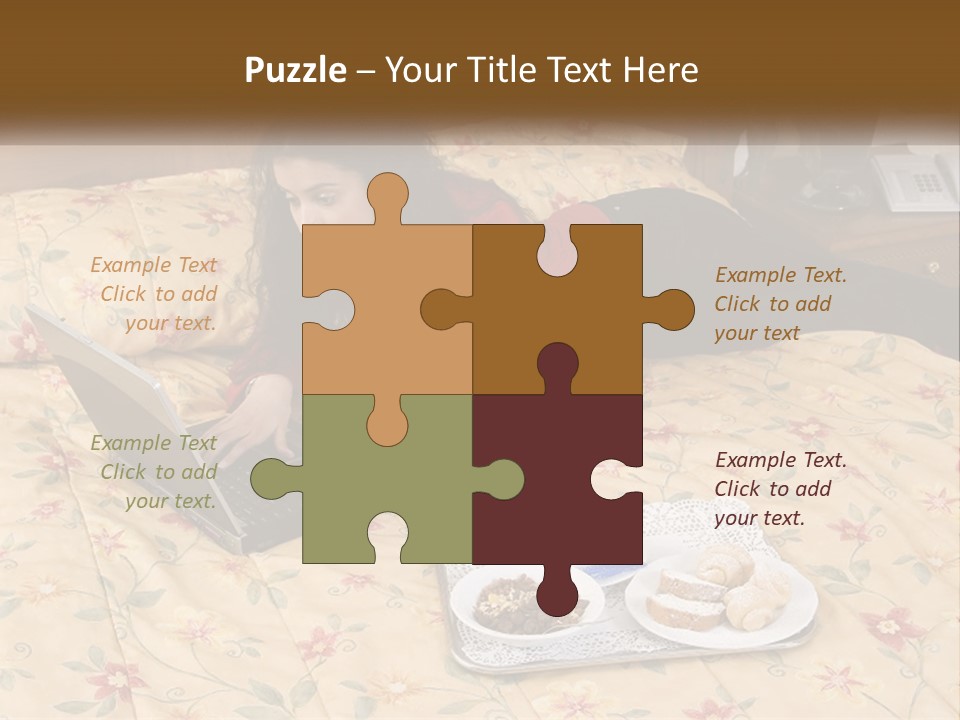 A Woman Laying On A Bed With A Laptop And A Glass Of Orange Juice PowerPoint Template