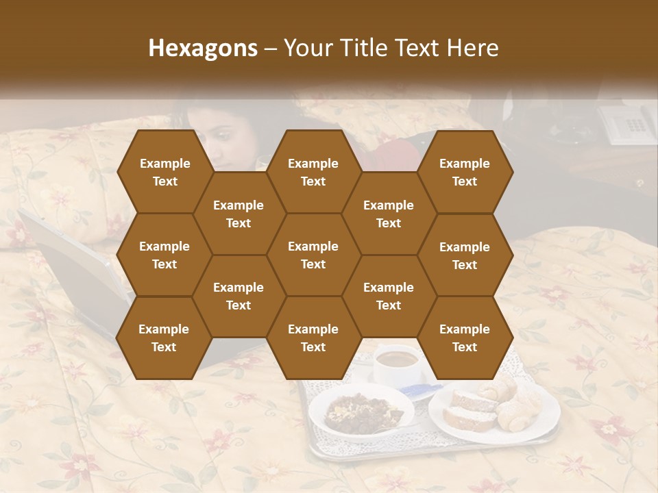 A Woman Laying On A Bed With A Laptop And A Glass Of Orange Juice PowerPoint Template