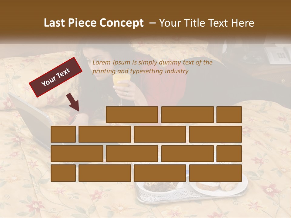 A Woman Laying On A Bed With A Laptop And A Glass Of Orange Juice PowerPoint Template