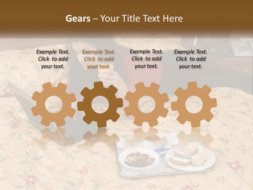 A Woman Laying On A Bed With A Laptop And A Glass Of Orange Juice PowerPoint Template