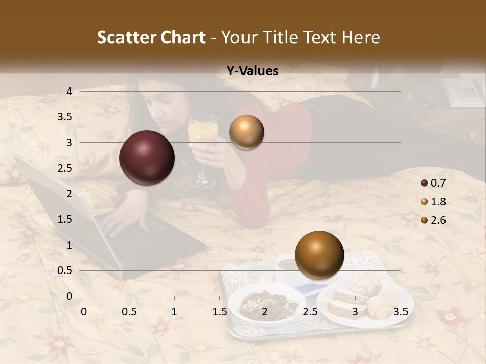 A Woman Laying On A Bed With A Laptop And A Glass Of Orange Juice PowerPoint Template