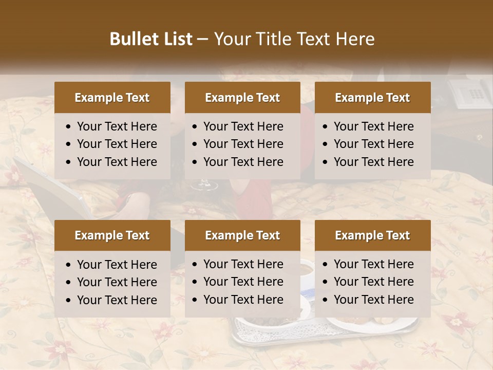 A Woman Laying On A Bed With A Laptop And A Glass Of Orange Juice PowerPoint Template