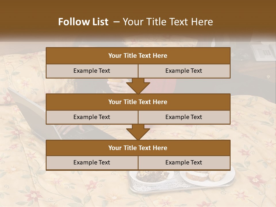 A Woman Laying On A Bed With A Laptop And A Glass Of Orange Juice PowerPoint Template