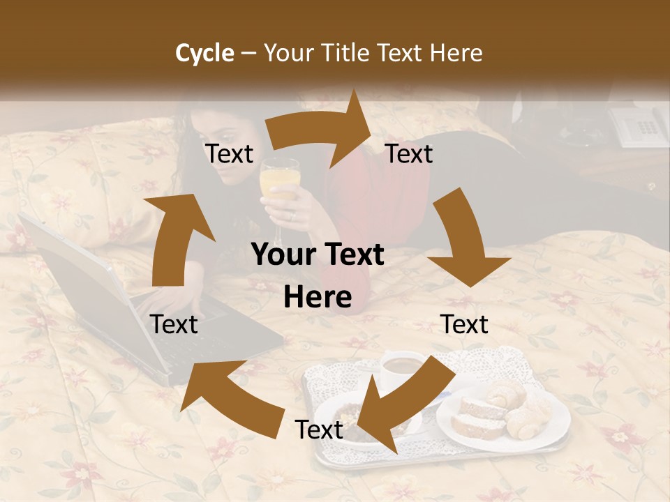 A Woman Laying On A Bed With A Laptop And A Glass Of Orange Juice PowerPoint Template