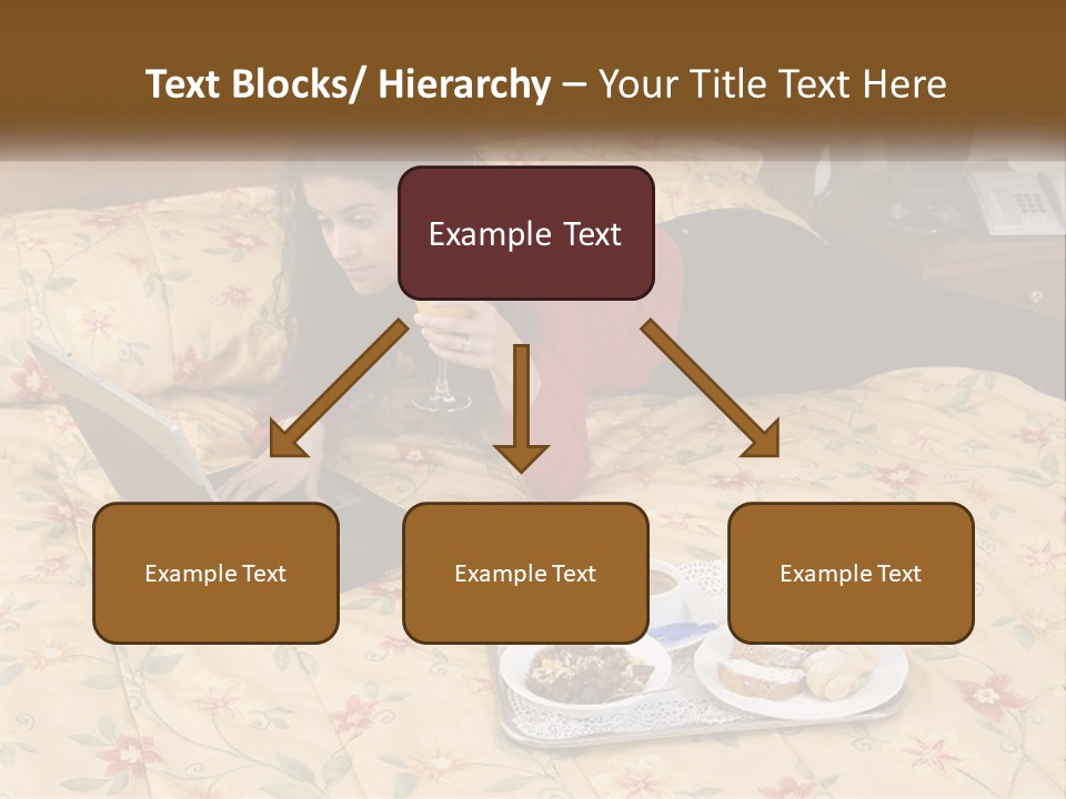 A Woman Laying On A Bed With A Laptop And A Glass Of Orange Juice PowerPoint Template