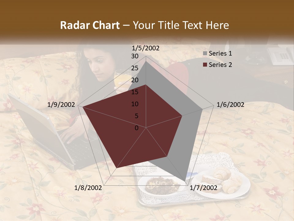 A Woman Laying On A Bed With A Laptop And A Glass Of Orange Juice PowerPoint Template