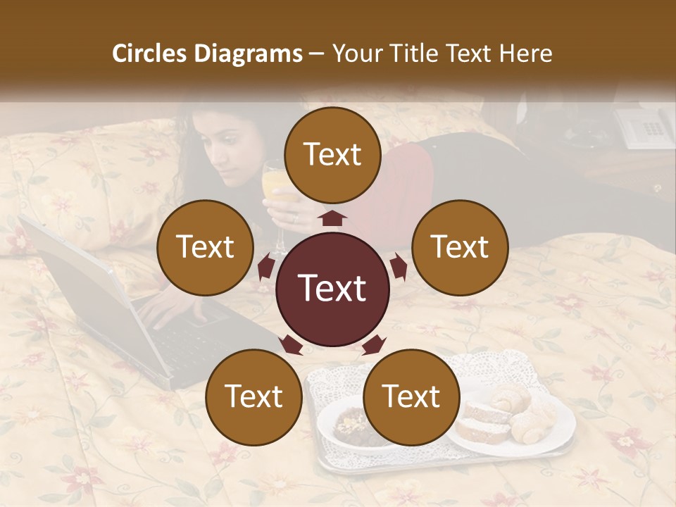 A Woman Laying On A Bed With A Laptop And A Glass Of Orange Juice PowerPoint Template