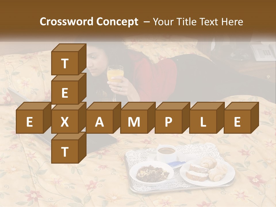 A Woman Laying On A Bed With A Laptop And A Glass Of Orange Juice PowerPoint Template