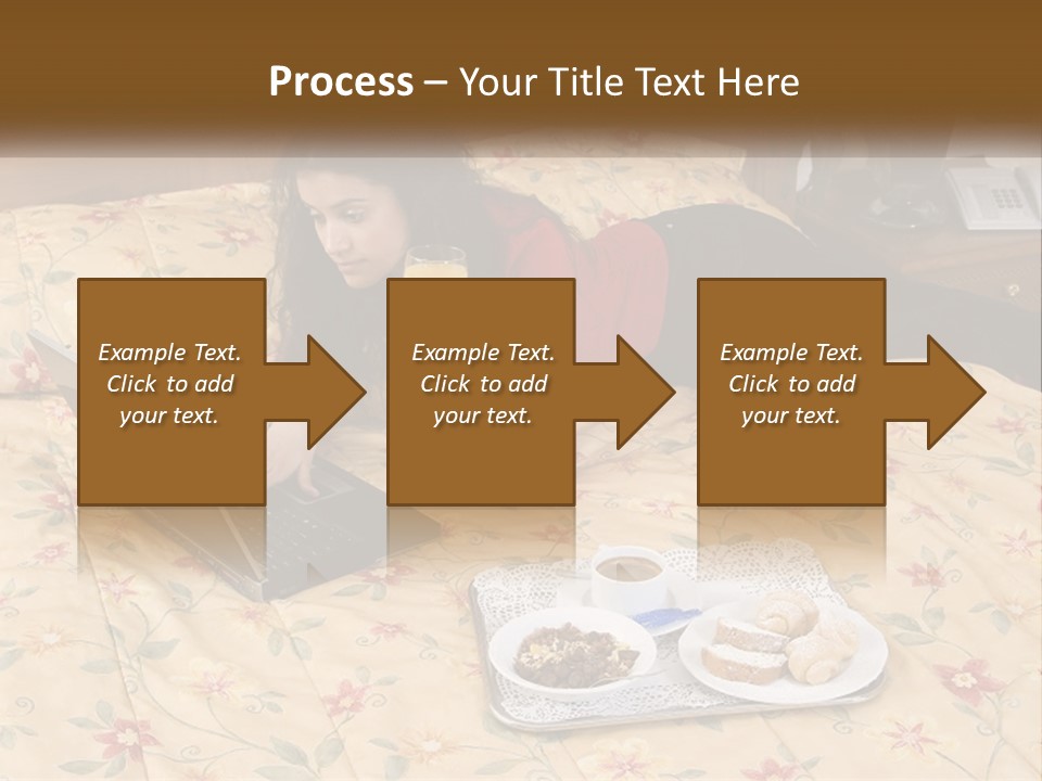 A Woman Laying On A Bed With A Laptop And A Glass Of Orange Juice PowerPoint Template
