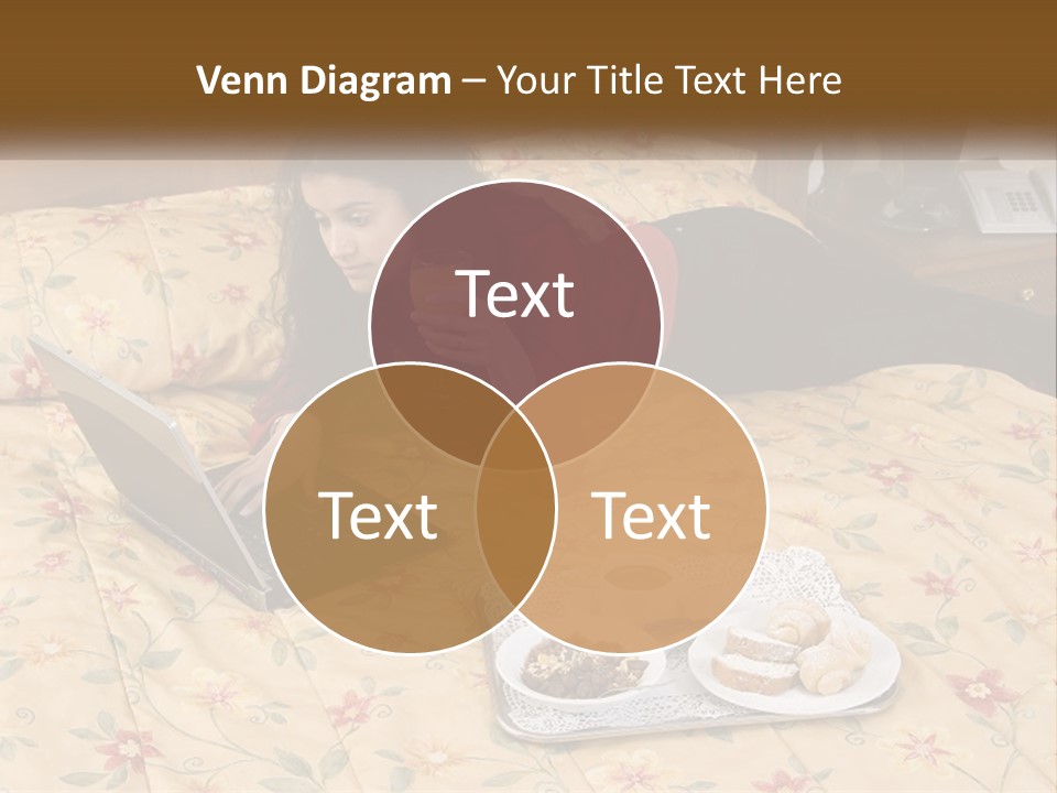 A Woman Laying On A Bed With A Laptop And A Glass Of Orange Juice PowerPoint Template