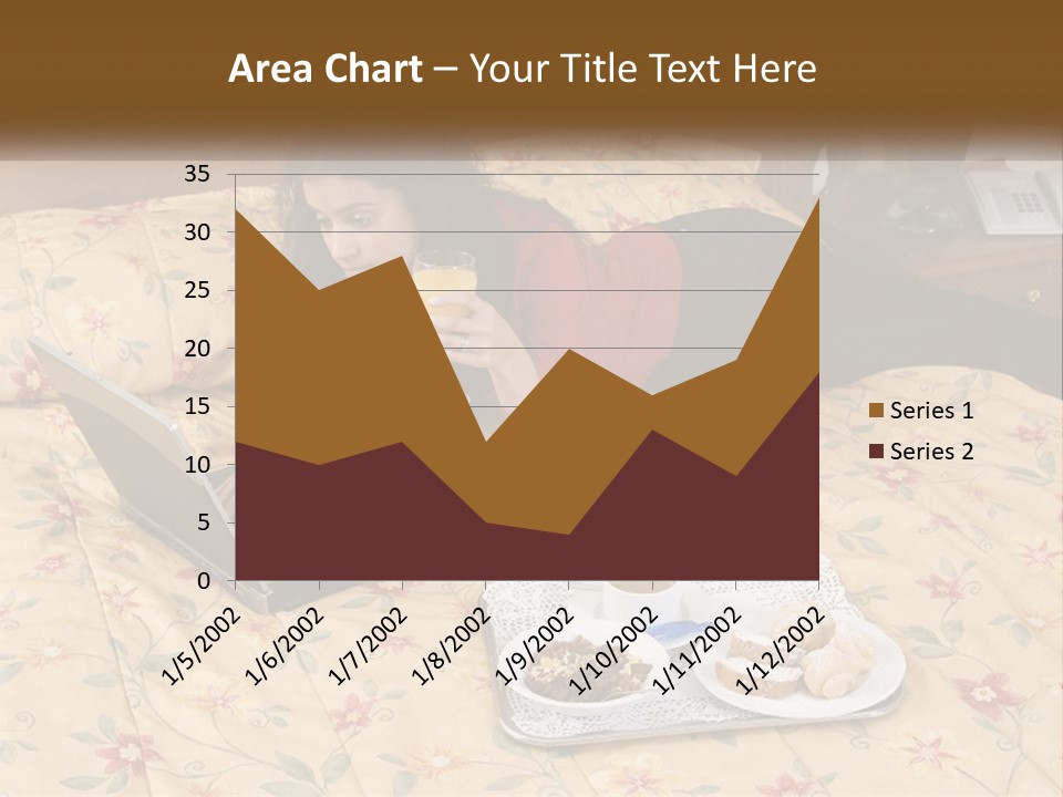 A Woman Laying On A Bed With A Laptop And A Glass Of Orange Juice PowerPoint Template