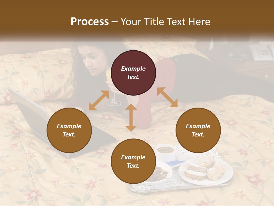A Woman Laying On A Bed With A Laptop And A Glass Of Orange Juice PowerPoint Template