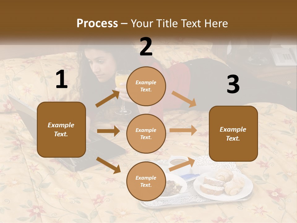 A Woman Laying On A Bed With A Laptop And A Glass Of Orange Juice PowerPoint Template