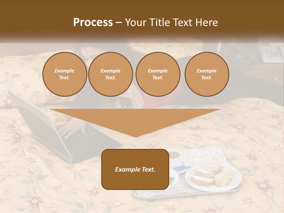 A Woman Laying On A Bed With A Laptop And A Glass Of Orange Juice PowerPoint Template