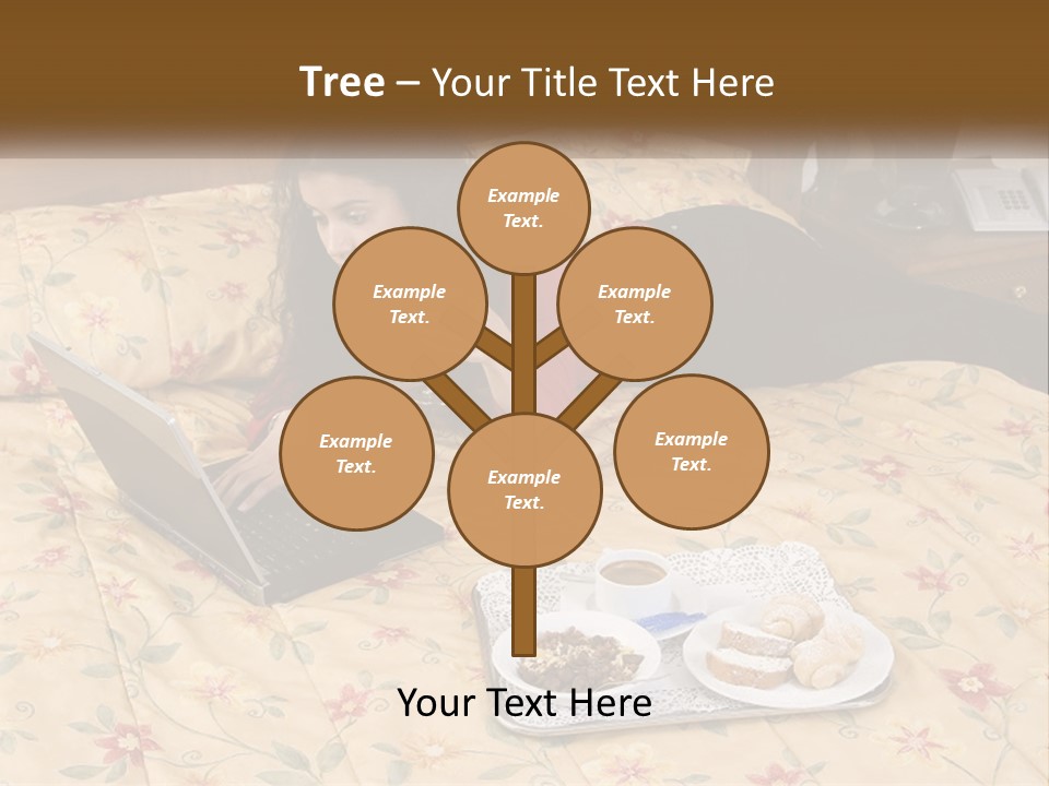 A Woman Laying On A Bed With A Laptop And A Glass Of Orange Juice PowerPoint Template