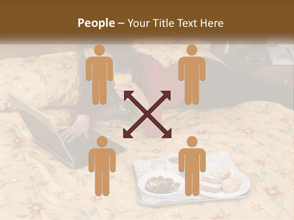 A Woman Laying On A Bed With A Laptop And A Glass Of Orange Juice PowerPoint Template