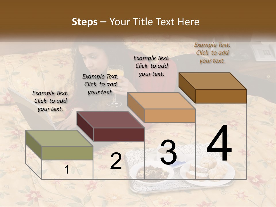 A Woman Laying On A Bed With A Laptop And A Glass Of Orange Juice PowerPoint Template