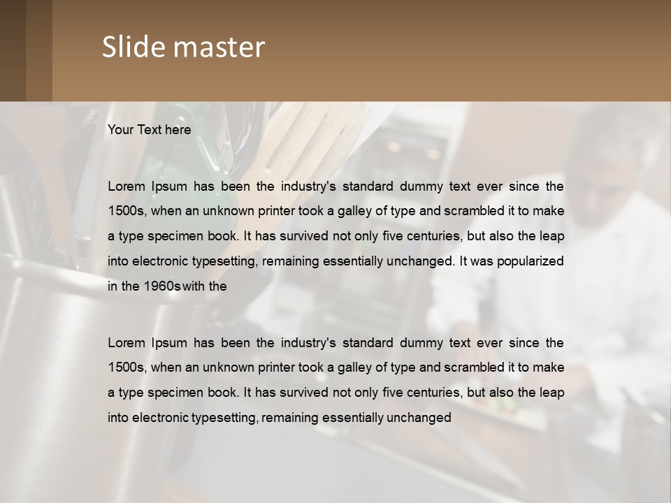 A Man In A Kitchen Preparing Food On A Plate PowerPoint Template