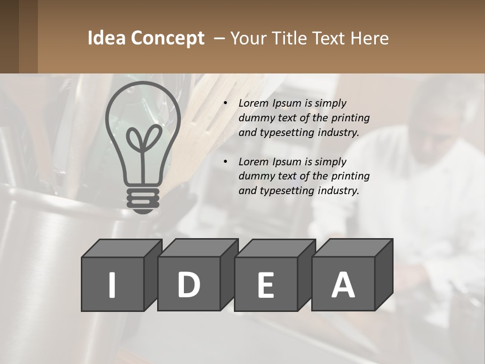 A Man In A Kitchen Preparing Food On A Plate PowerPoint Template