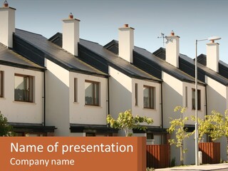 A Row Of White Houses With Brown Trim PowerPoint Template