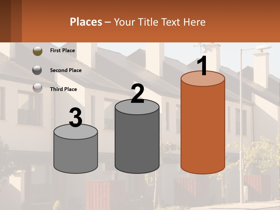 A Row Of White Houses With Brown Trim PowerPoint Template