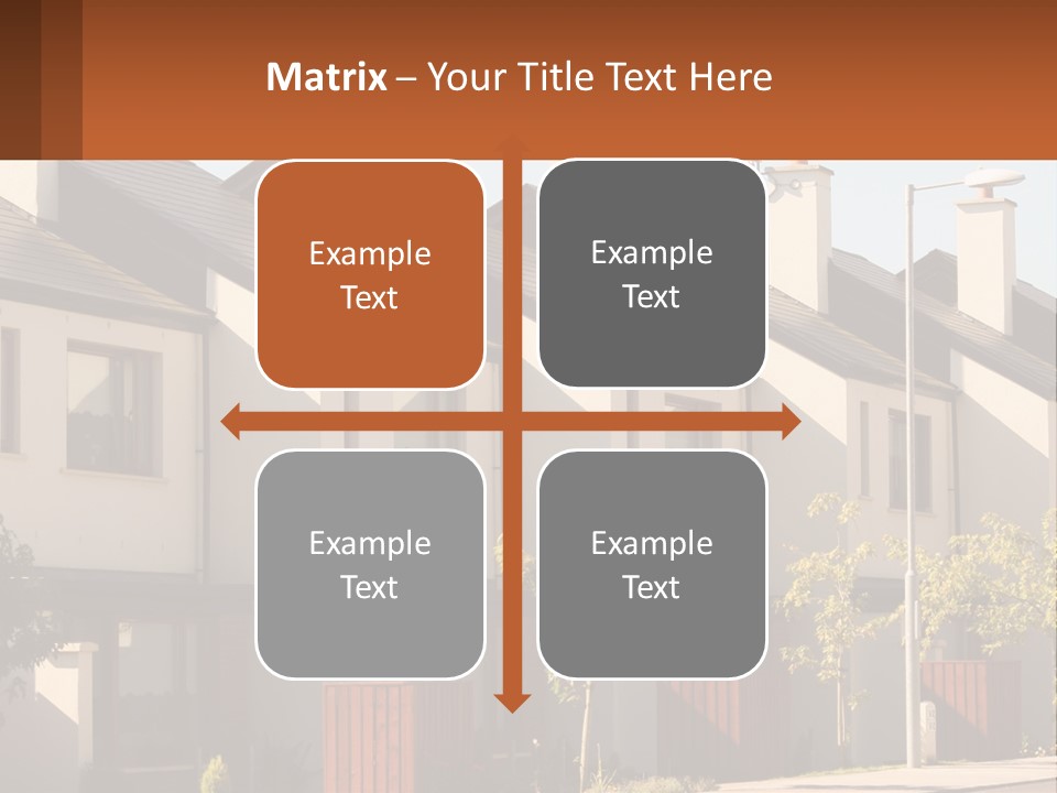 A Row Of White Houses With Brown Trim PowerPoint Template