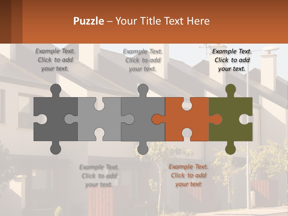 A Row Of White Houses With Brown Trim PowerPoint Template