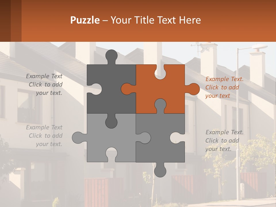 A Row Of White Houses With Brown Trim PowerPoint Template