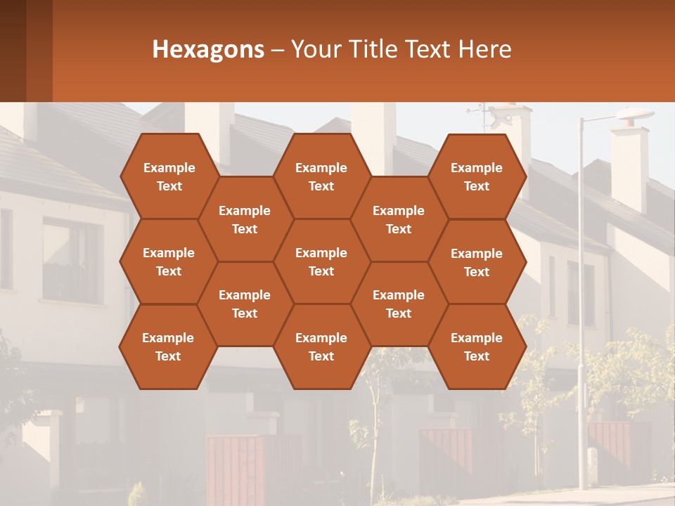 A Row Of White Houses With Brown Trim PowerPoint Template