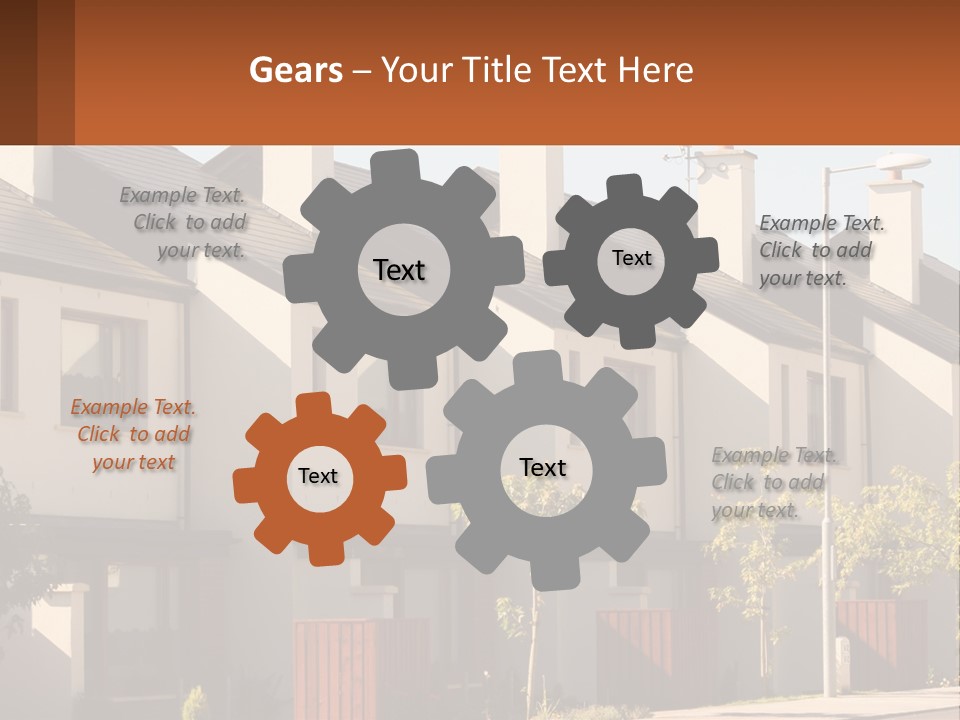 A Row Of White Houses With Brown Trim PowerPoint Template