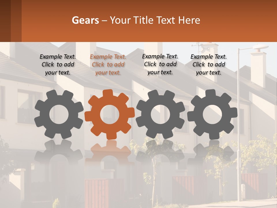 A Row Of White Houses With Brown Trim PowerPoint Template