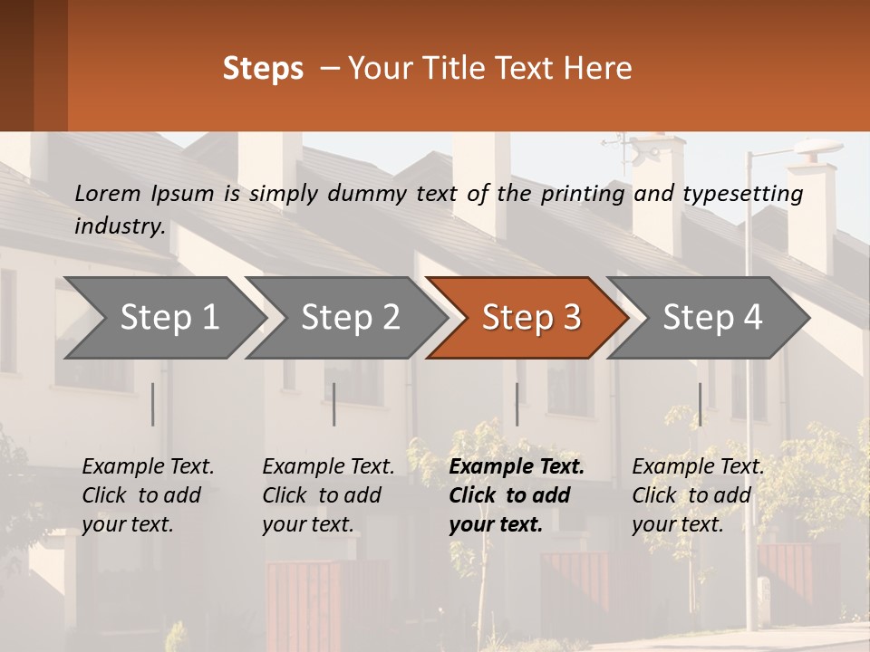 A Row Of White Houses With Brown Trim PowerPoint Template