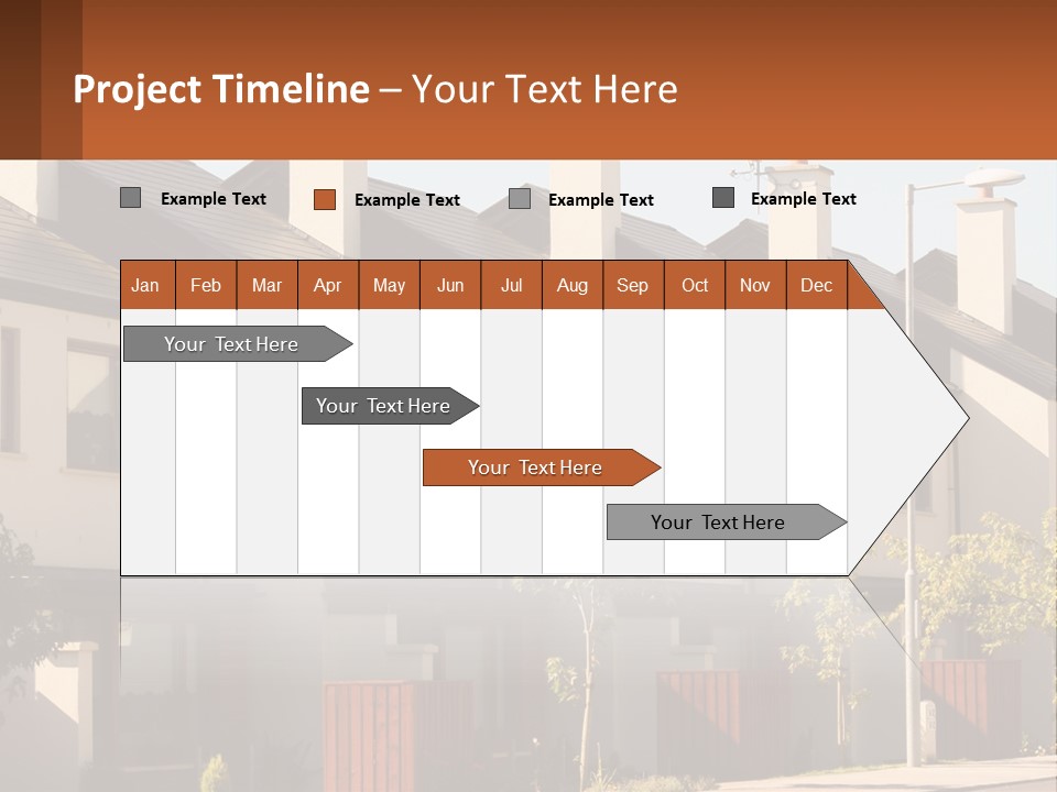 A Row Of White Houses With Brown Trim PowerPoint Template