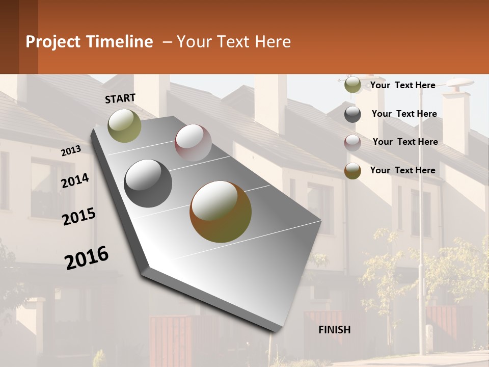 A Row Of White Houses With Brown Trim PowerPoint Template