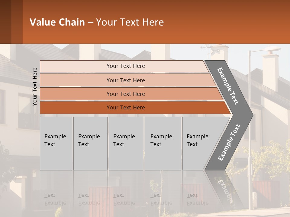 A Row Of White Houses With Brown Trim PowerPoint Template