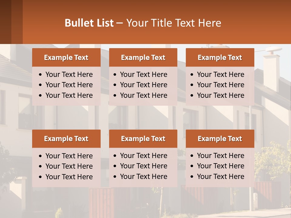 A Row Of White Houses With Brown Trim PowerPoint Template