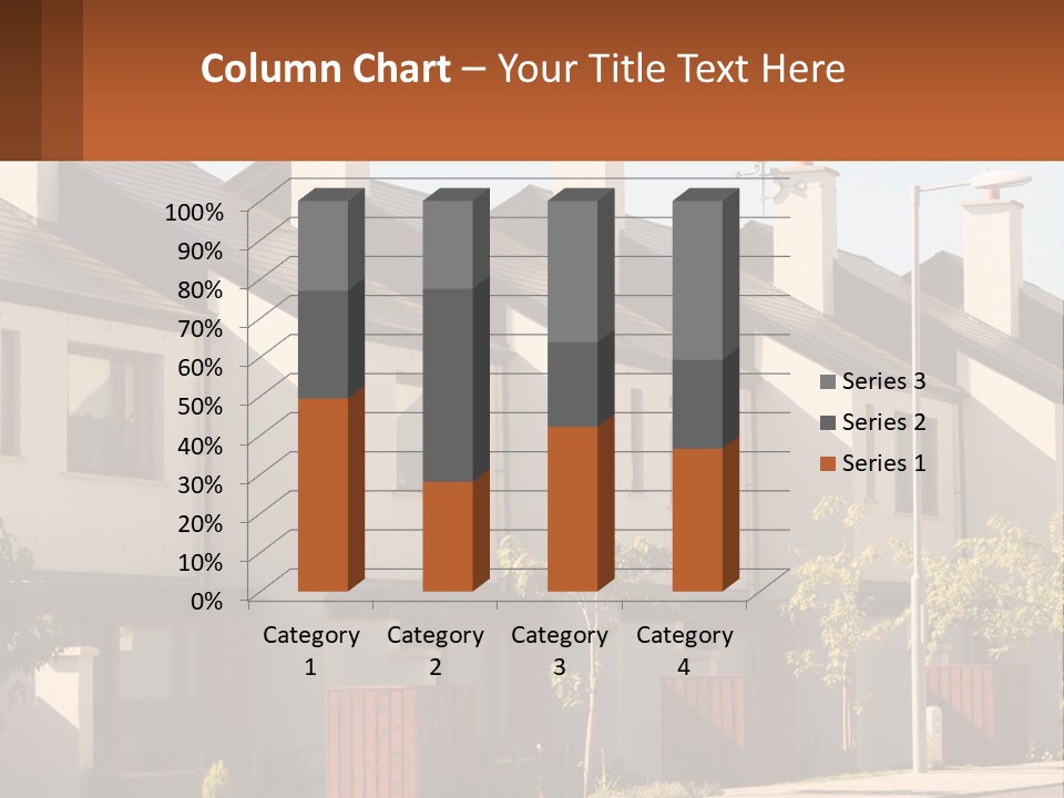 A Row Of White Houses With Brown Trim PowerPoint Template