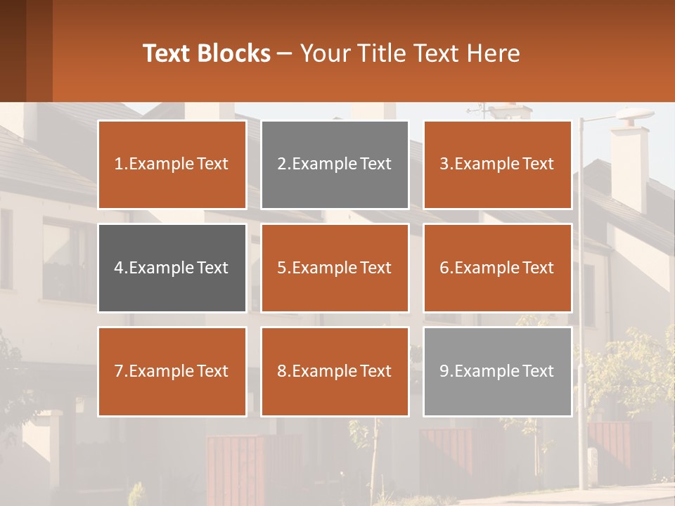 A Row Of White Houses With Brown Trim PowerPoint Template