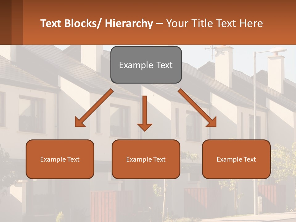 A Row Of White Houses With Brown Trim PowerPoint Template