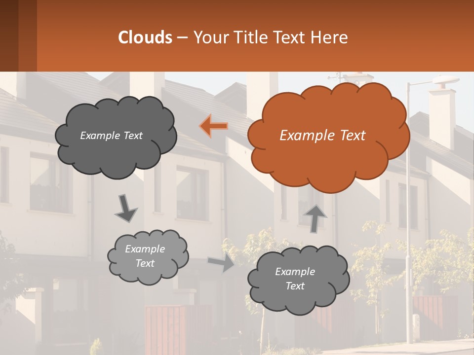 A Row Of White Houses With Brown Trim PowerPoint Template